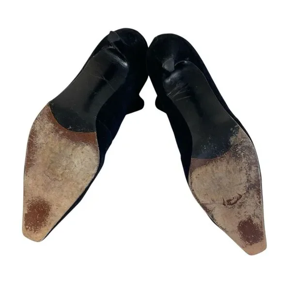 Stuart Weitzman Empire Black Suede Mid Calf High Heel Boots Sz 10 - Picture 6 of 12